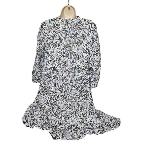 Lucky Brand Women's Paisley A Line Midi Dress Blue White Small - Picture 2 of 4